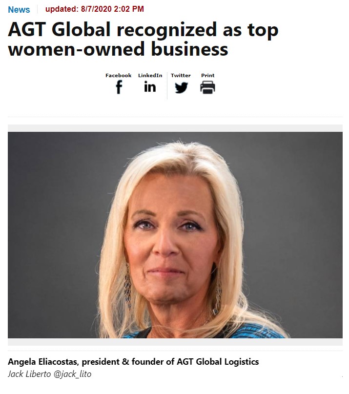 Top WomanOwned Business Recognition AGT Global Logistics